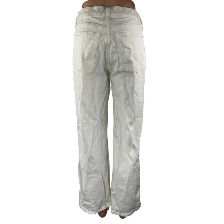 Abercrombie & Fitch Women's White Baggy Low Rise Wide Leg Denim Jeans Pants 28