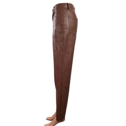 Aritzia Wilfred The Melina Womens Brown Faux Leather Vegan Trousers Pants Size 4