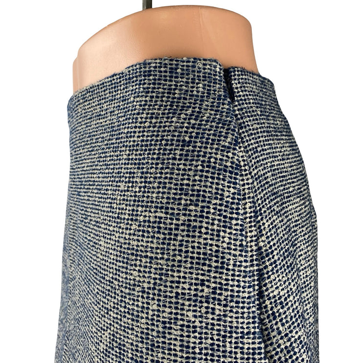 Banana Republic Blue Tweed High Waist Zip Pencil Straight Mini Skirt Size 4