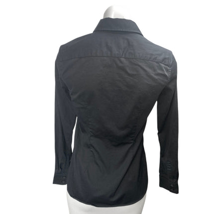 Banana Republic Women's Black Tailored Fit Button Down Long Sleeve Shirt Top 0