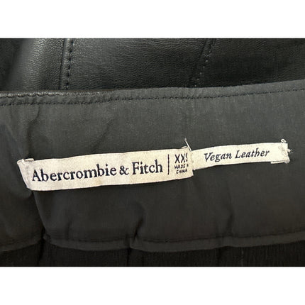 Abercrombie & Fitch Black Faux Leather Pleated Zip Mini A-line Flared Skirt XXS