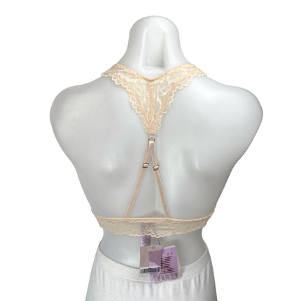NWT Fenty Cream Floral Lace Sleeveless Sheer Racerback Bralette Bra Top Size XS