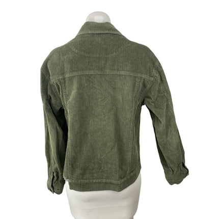 POL Women's Green Corduroy Long Sleeve Pocket Button Down Utility Jacket Size S