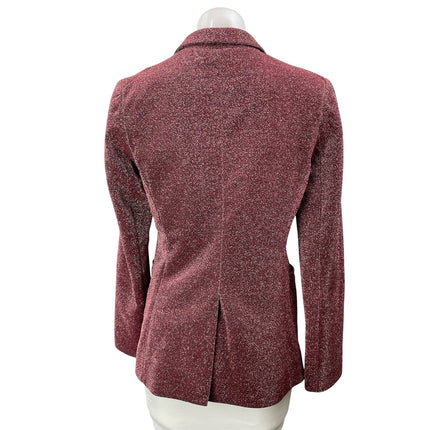 NEON BLONDE Seventeen Blazer Womens Wine Red Metallic Lurex Blazer Coat Jacket M