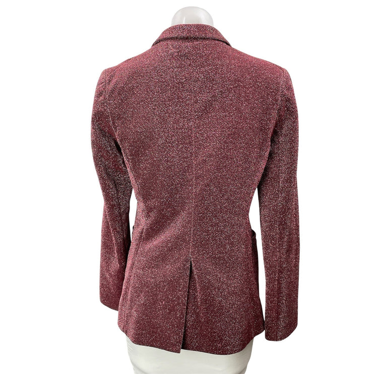 NEON BLONDE Seventeen Blazer Womens Wine Red Metallic Lurex Blazer Coat Jacket M