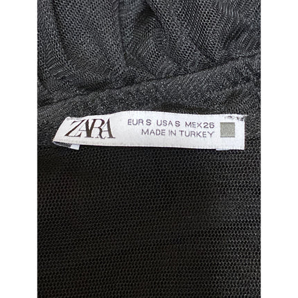 Zara Women's Black Sleeveless Mesh Ruffle Tiered Peplum Tank Blouse Top Size S