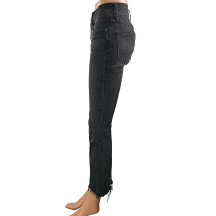 Madewell Cali Demi Boot Women's Black Button Fringe Flare Denim Jeans Size 26