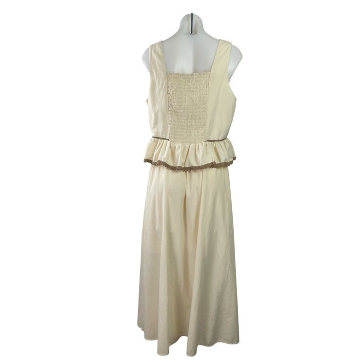 Adrianna Papell Cream Embroidered Sleeveless Ruffle Peplum Tank Skirt Set Size L
