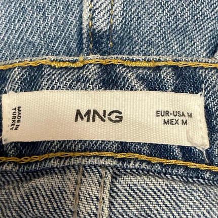 MNG Mango Women's Blue High Waist Slit Straight Midi Denim Jean Skirt Size M