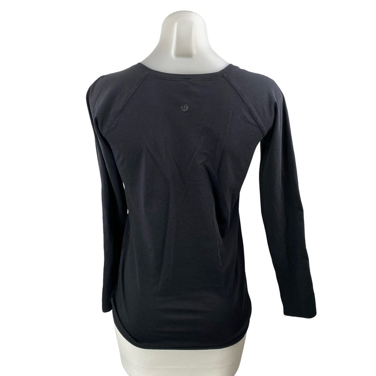 Lululemon Women's Black Long Sleeve Running Yoga Athletic T Shirt Tee Top Size 2