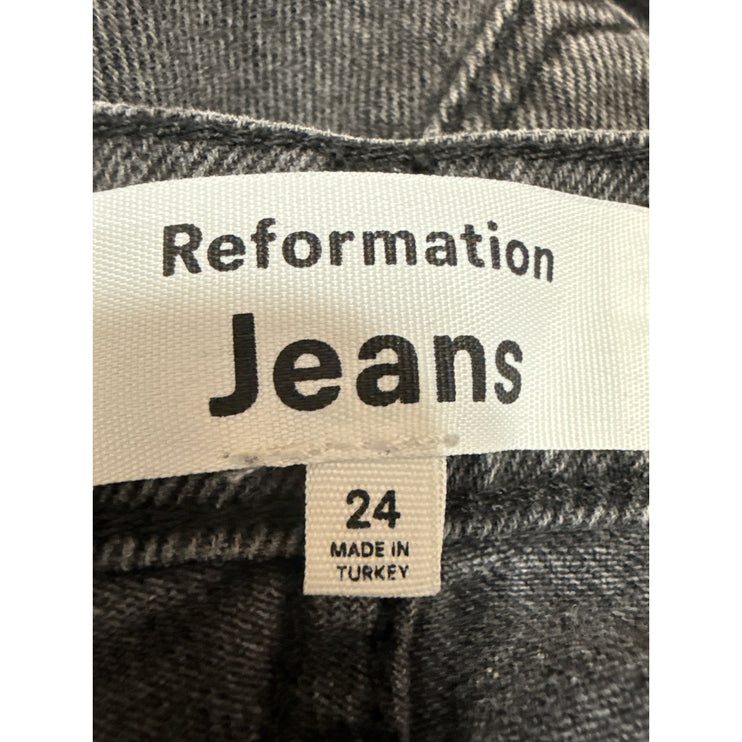 Reformation Cynthia Patch High Rise Straight Women's Black Denim Jeans Size 24