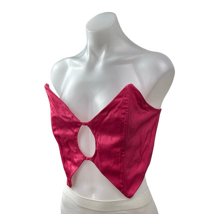 Superdown Womens Pink Cutout Strapless Sleeveless V Neck Pointed Crop Top Size M