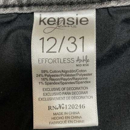Kensie Women's Gray High Waisted Acid Wash Straight Leg Denim Jeans Pants Sz 12