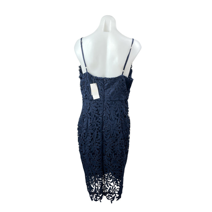 NEW Quiz Women's Blue Floral Lace Sleeveless V Neck Cami Midi Sheath Dress 12