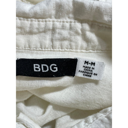 Urban Outfitters BDG Women's White Linen Short Sleeve Cropped Shirt Top Size M