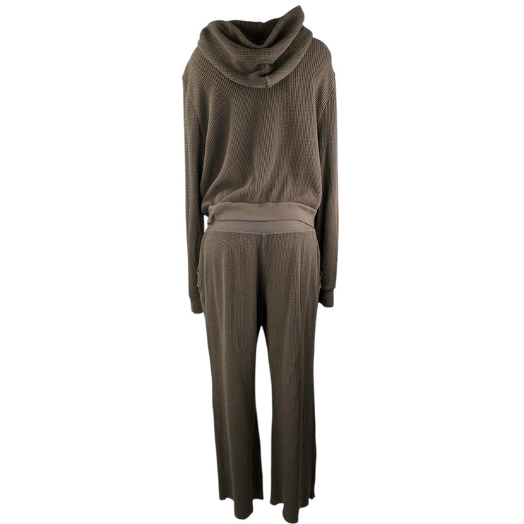 Set Active Women's Brown Zip Up Hoodie & Trousers Pants Activewear Set Size XL