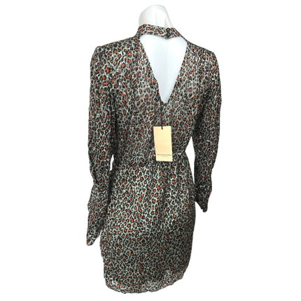 NEW Scotch & Soda Multicolor Leopard Mock Neck Long Sleeve Mini Sheath Dress 6