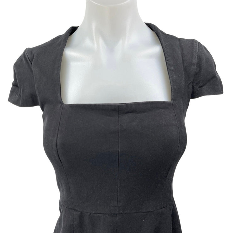 Banana Republic Black Square Neck Short Cap Sleeve Knee Length Sheath Dress 2