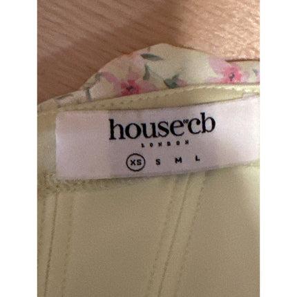House of CB Vivienne Yellow Floral Strapless Drape Corset Bustier Crop Top XS