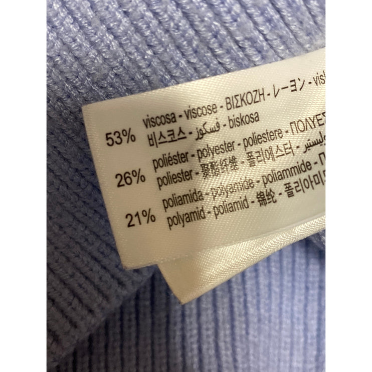 Zara Women's Blue Long Sleeve Crew Neck Crop Sweatshirt Sweater Top Size L