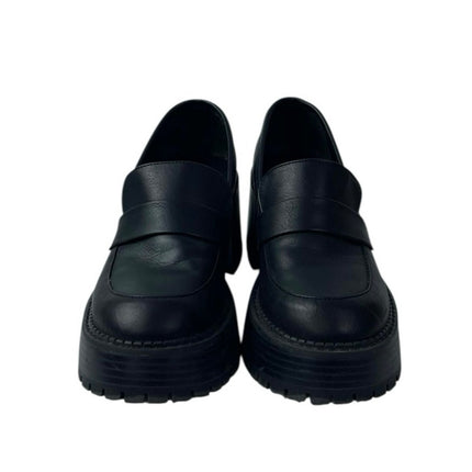 MIA Dalilah Women's Black Leather Slip On Lug Sole Platform Loafers Shoes Sz 7.5