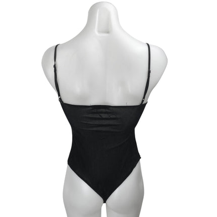 Zara Womens Black Sleeveless Mesh Lace Cami Camisole Tank Bodysuit Top Size S