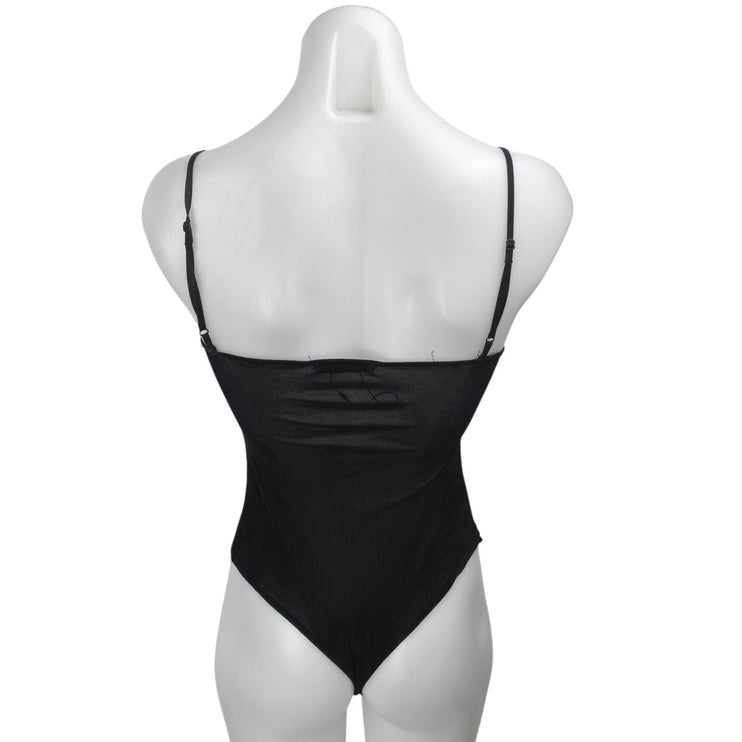 Zara Womens Black Sleeveless Mesh Lace Cami Camisole Tank Bodysuit Top Size S