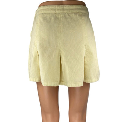 Urban Outfitters BDG Cream Yellow Corduroy Pleated Zipper Mini A-Line Skirt Sz S