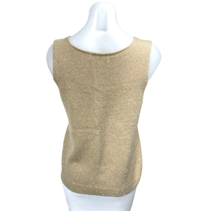 Saks Fifth Avenue Gold Metallic Wool Cashmere Sleeveless Tank Sweater Vest Top S