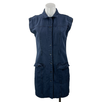 YPB Abercrombie & Fitch Navy Blue Short Sleeve Button Denim Jean Shirt Dress XS