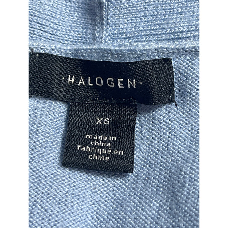 Halogen Women's Blue Long Sleeve Open Pocket Longline Cardigan Sweater Top XS