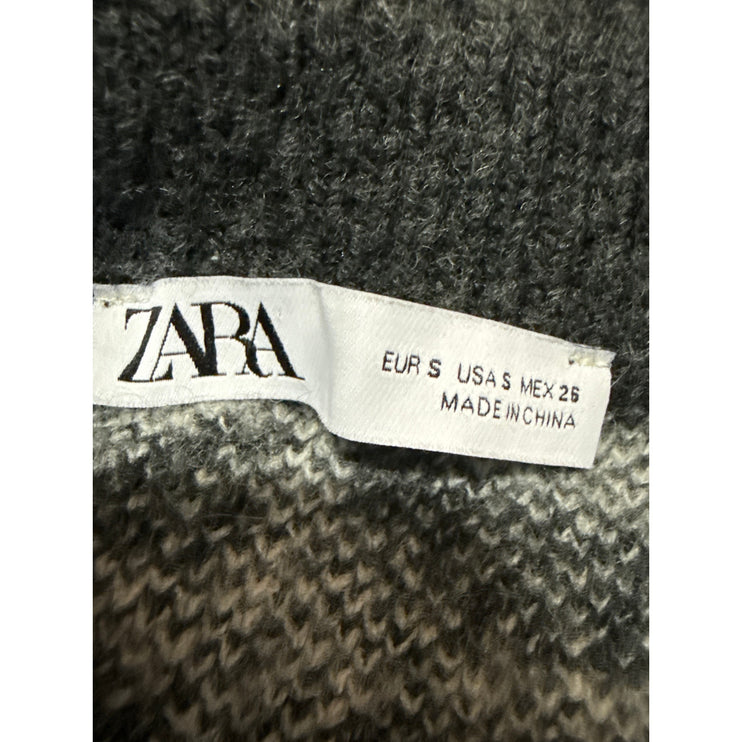 Zara Black White Wool Zebra Print Long Sleeve Button Up Cardigan Sweater Top S