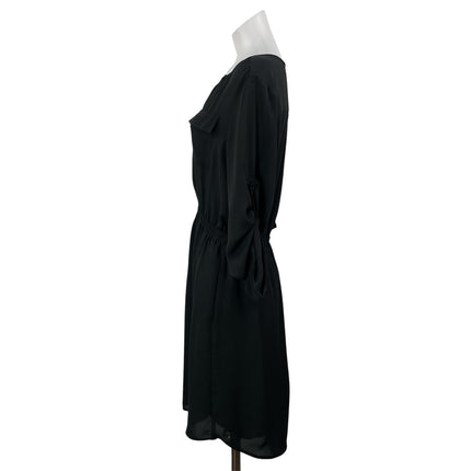 Mossimo Black 3/4 Sleeve Roll Tab Pocket Elastic Waist Mini Shirt Dress Size M