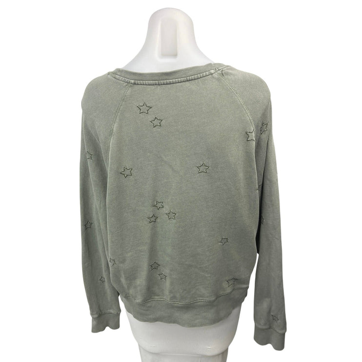 Z Supply Women's Gray Embroidered Star Crew Pullover Sweatshirt Sweater Top M