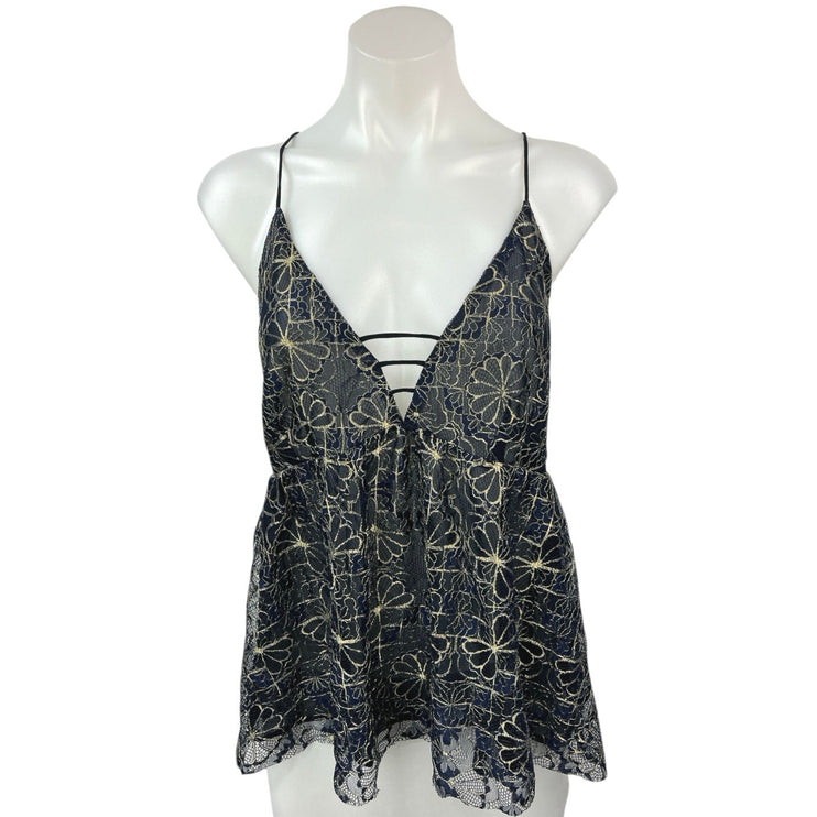 Anthropologie Sachin & Babi Floral Lace Spaghetti Crossback Cami Tank Top Sz XL