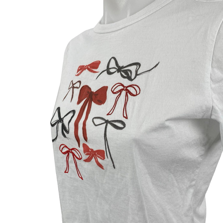 Abercrombie & Fitch Women's Skimming Bows Graphic Crop Baby Tee T-Shirt Top XS