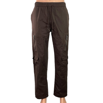 FOREVER 21 Mens Dark Brown Drawstring Pockets Straight Leg Cargo Trouser Pants M