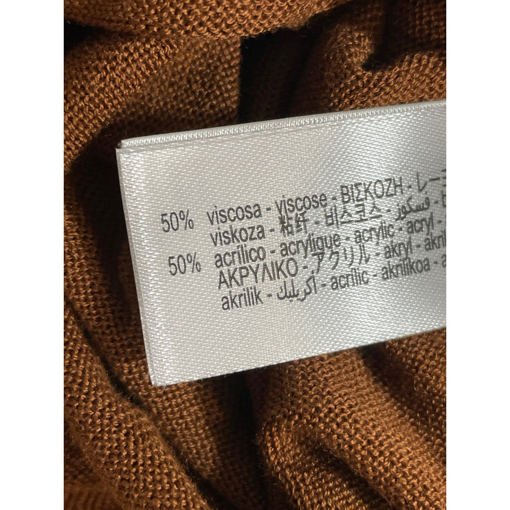 Zara Women's Brown Long Sleeve Boat Neck Knit Cozy Pullover Sweater Top Size S
