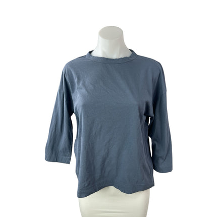 Vince Women's Blue Half Sleeve Crew Neck Basic Pullover T Shirt Tee Top Size S