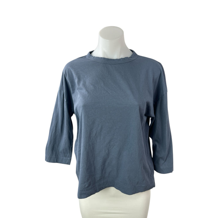 Vince Women's Blue Half Sleeve Crew Neck Basic Pullover T Shirt Tee Top Size S