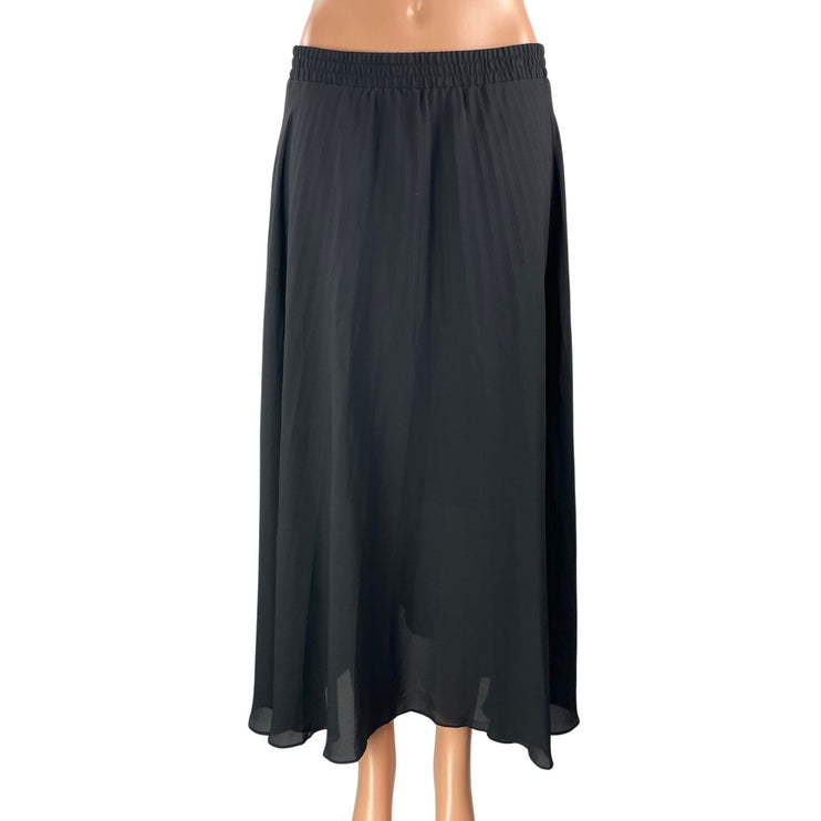Max Studio Women's Black Elastic Waist Sheer Layered Flowy A-line Maxi Skirt S