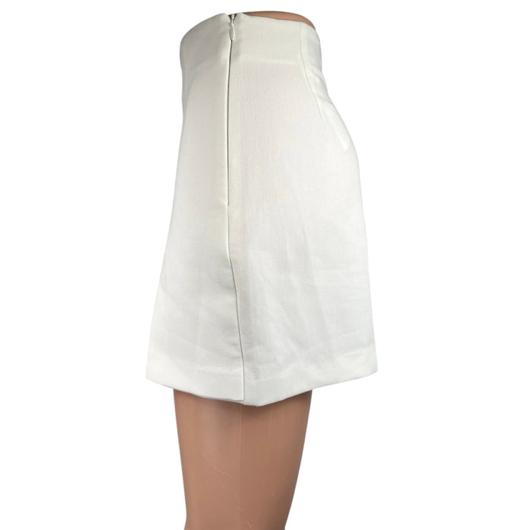 Zara Women's White Straight Pencil Slit Zipper Mini Wrap Skirt Skort Size XS