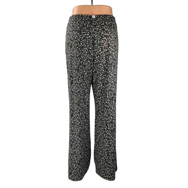 NEW Roxy Endless Daze Women's Black White Printed Wide Leg Trousers Pants Size L