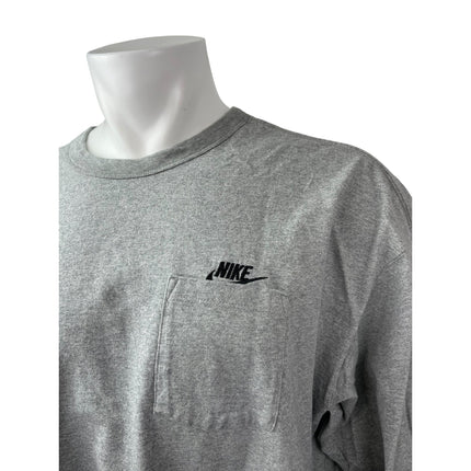Nike Men's Gray Logo Embroidered Long Sleeve Pocket T Shirt Tee Top Size XXL