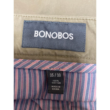 Bonobos Men Tan Beige Khaki Slim Fit Straight Chino Dress Trousers Pants Size 35