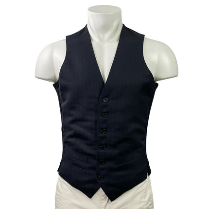 NEW Cad & The Dandy Men's Black Pinstriped Blazer Vest Pants 3 Piece Suit Set M