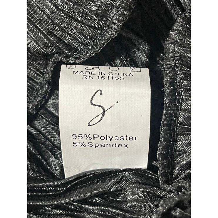 Silk & Salt Womens Black Pleated Elastic High Waist Straight Wide Leg Pants Sz M