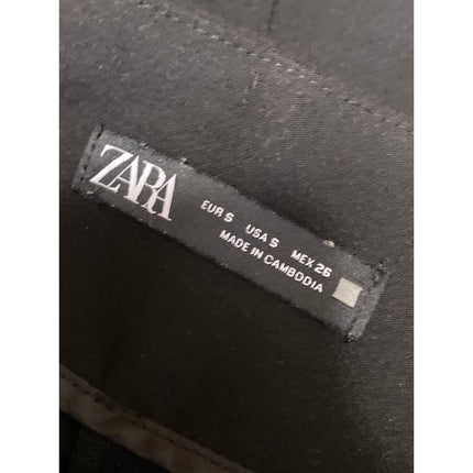 Zara Black Pleated High Rise Loose Straight Wide Leg Trousers Dress Pants Size S