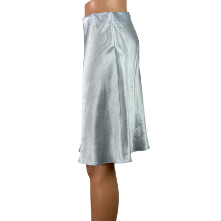 Aritzia Babaton Womens Blue Silk Satin Elastic Waist Straight Mini Slip Skirt 10