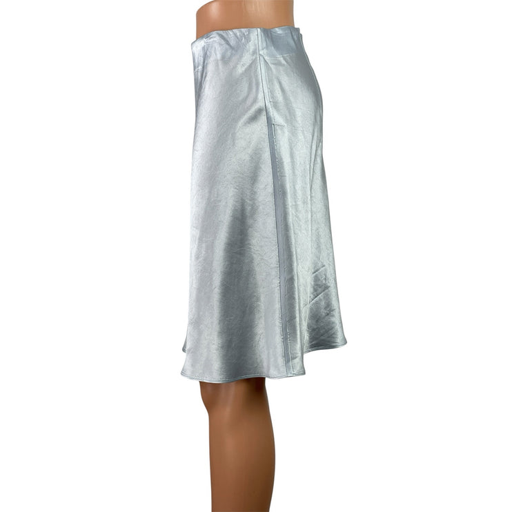 Aritzia Babaton Womens Blue Silk Satin Elastic Waist Straight Mini Slip Skirt 10
